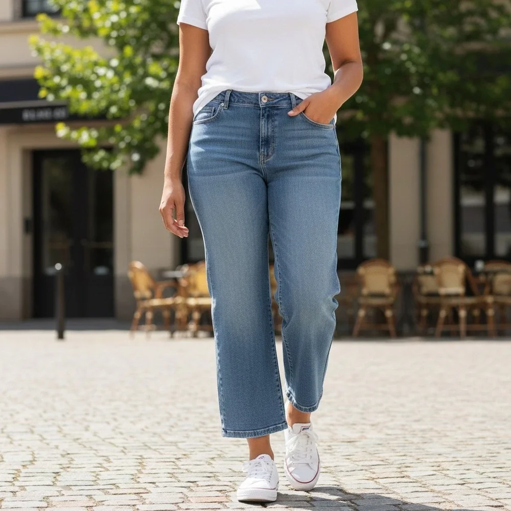 Gloria Vanderbilt Amanda Jeans 22W Blue Excellent Straight Leg High Rise Stretch